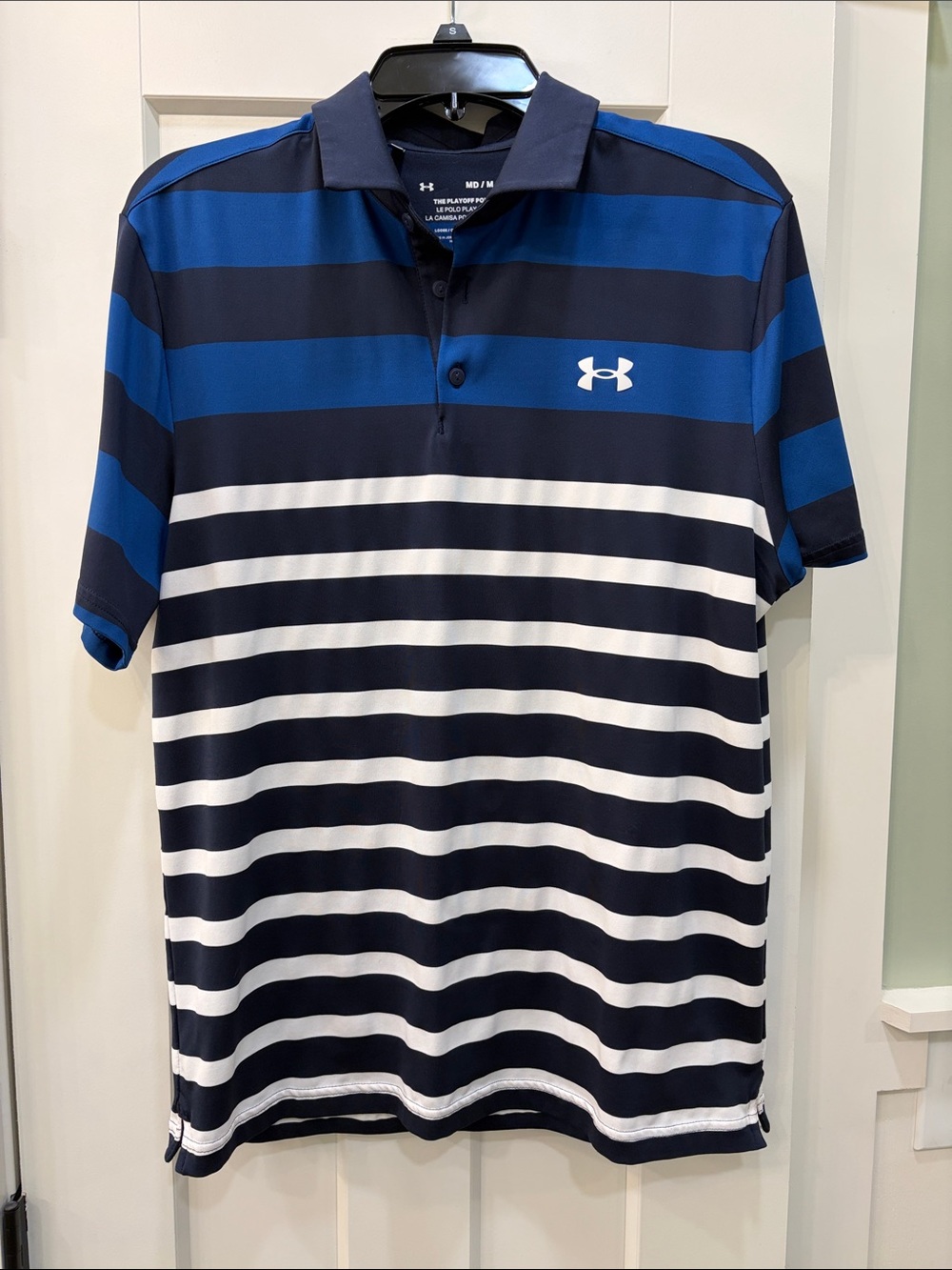 Under Armour Men’s Navy, Royal & White Striped Polo